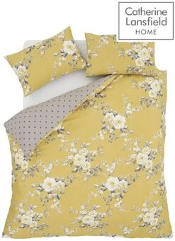 Catherine Lansfield Canterbury Ochre Quilt Set -Household Items Shop 21371 20364