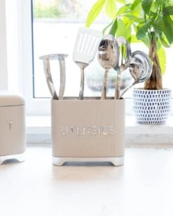 KitchenCraft Lovello Utensil Storage Tin Latte -Household Items Shop 49192 36021