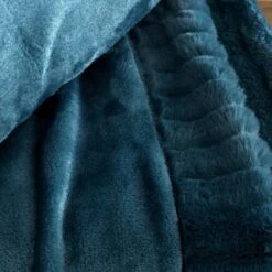 Catherine Lansfield Velvet & Fur Throw Teal -Household Items Shop 51316 30058