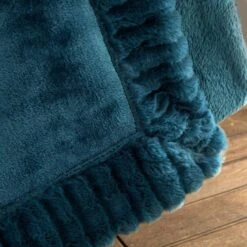 Catherine Lansfield Velvet & Fur Throw Teal -Household Items Shop 51316 30059