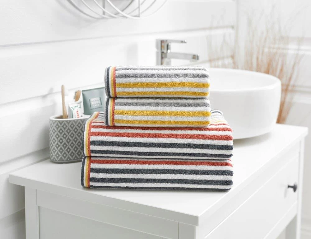 Deyongs Hanover Stripe Towels Mustard 4 Deyongs Hanover Stripe Towels Mustard - Image 2